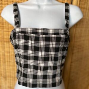 Plaid Black and White Women's Top
